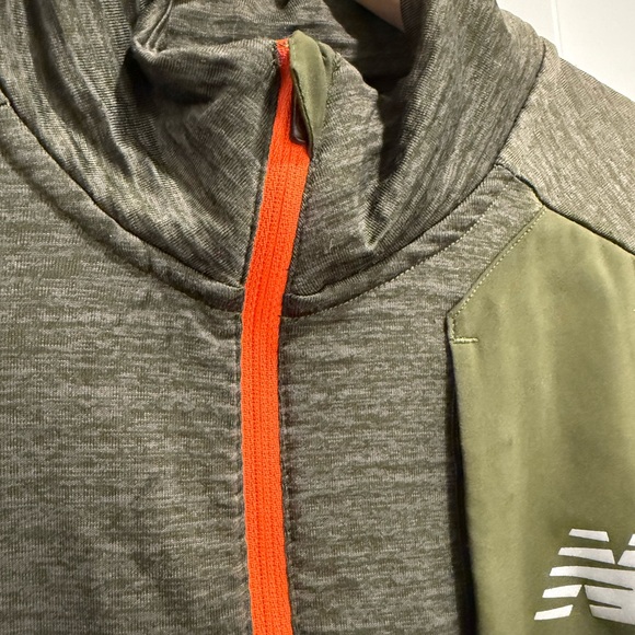 Men’s New Balance Olive Green Half Zip with Orange Accent - Picture 2 of 7